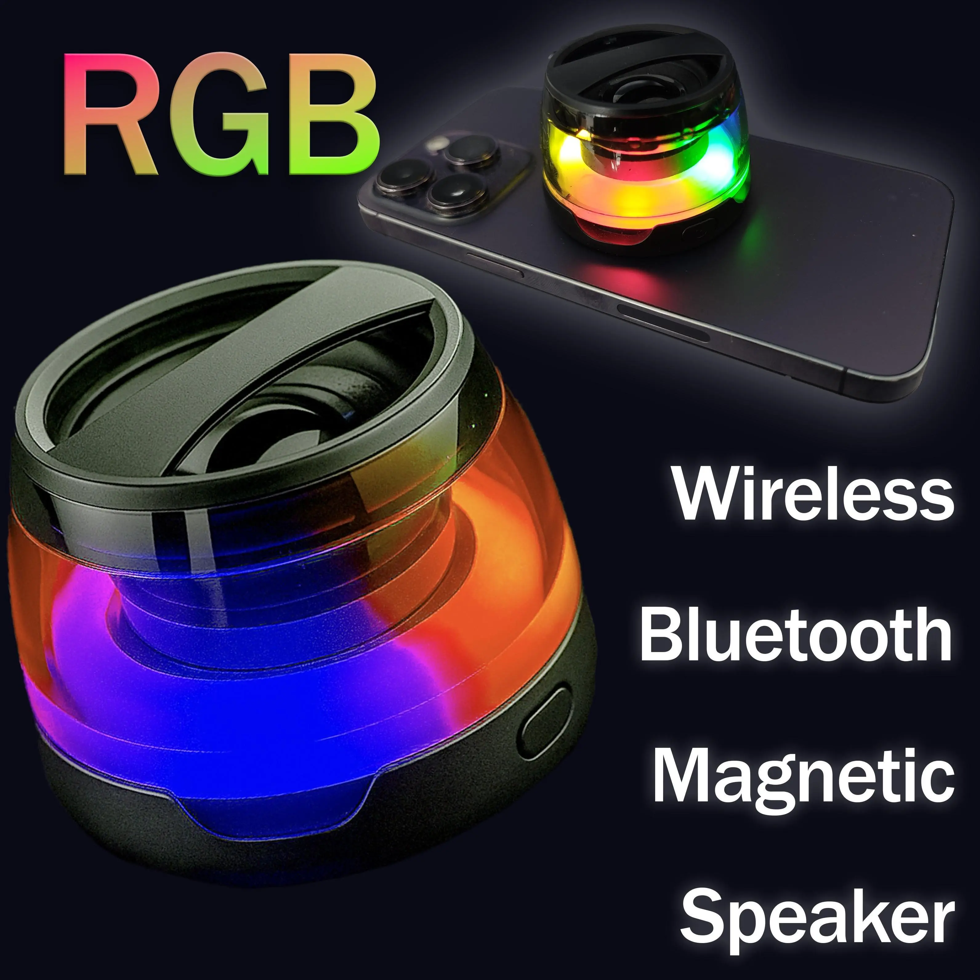 Magnetic Bluetooth Speaker with RGB Light Show | MagSafe Phone Stand | 3D Surround Sound for Home Movie Nights | TikTok Chill Vibe Essential
