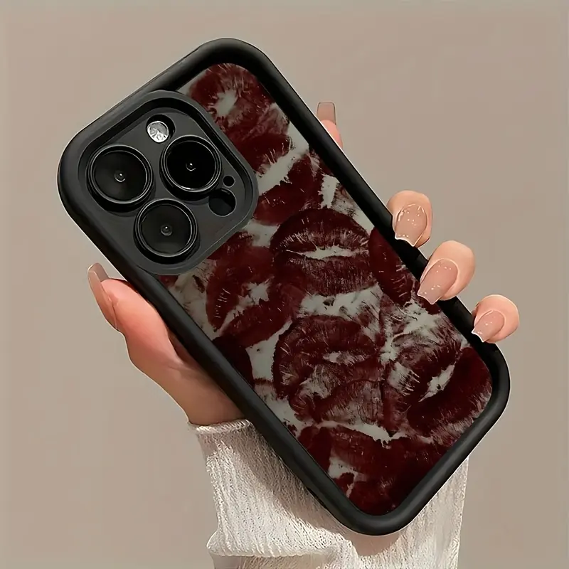 Matte Red Lips Pattern Smartphone Case - Handheld Comfortable Grip Cover for iPhone 17 Pro Max/16/15/14 Plus/13/12 Mini/11/X/XS, Cellphone Protection for Devices, Stylish Gift for Mobile Users, Casing