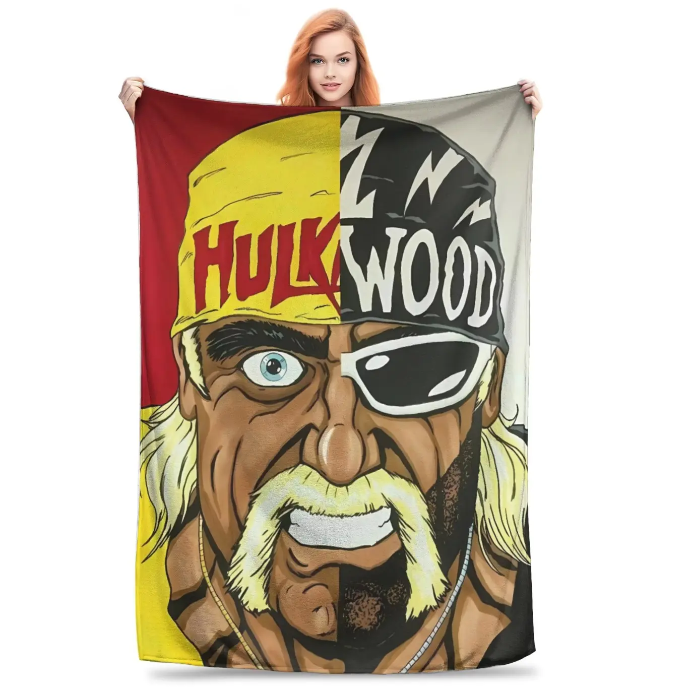 Hulk Hogan Wrestling Legend Flannel Throw Blanket Ultra Soft Warm Cozy Sofa Bed Couch Chair Living Room Decor Printed Bedspread Lightweight Travel Gift for Fans Men Women