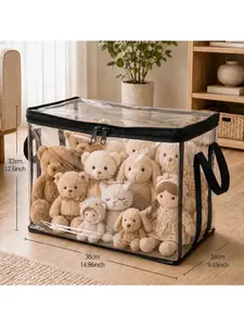 Large Clear Thick Plastic Storage Box, Box Organiser with Hinged Lid, Heavy-Duty Durable High-Capacity Organizer for Home, Moving, Attic