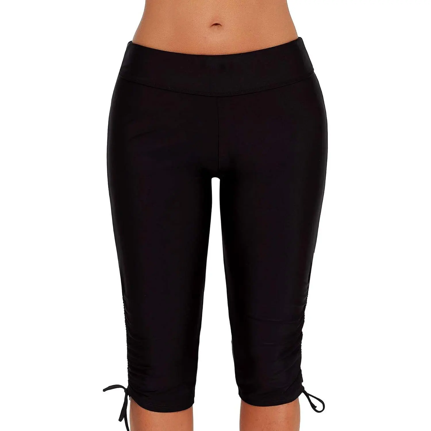Women's Plus Size Rash Guard Capris - High Waist Swimwear Bottoms, Long Swim Shorts, Tankini Bottom Swim Leggings