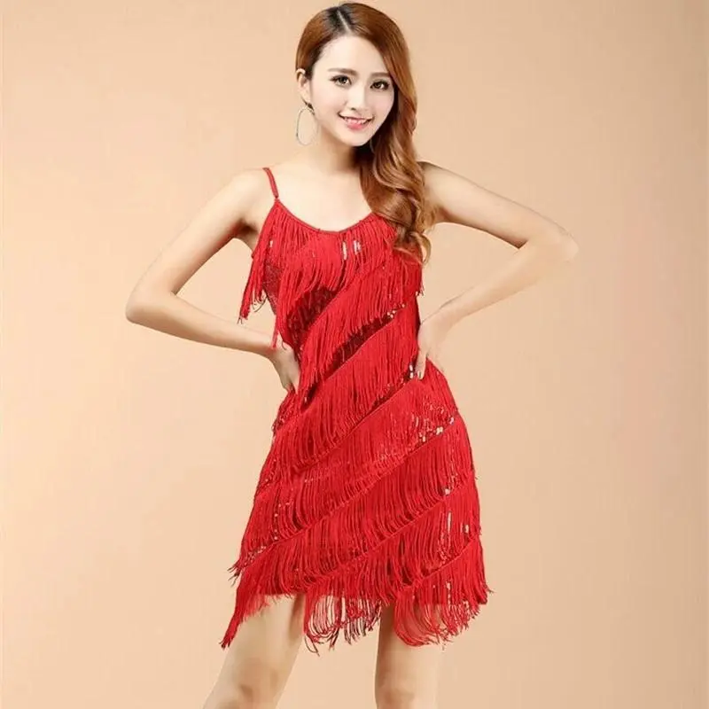 Vintage 1920s Great Gatsby Dress Tiered Fringe Flapper Dress Charleston Party Fancy Dress Costumes Sexy C-Neck Mini Sequin Dress