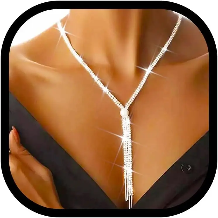 Rhinestone Long Necklace  Bling Y Necklaces for Women