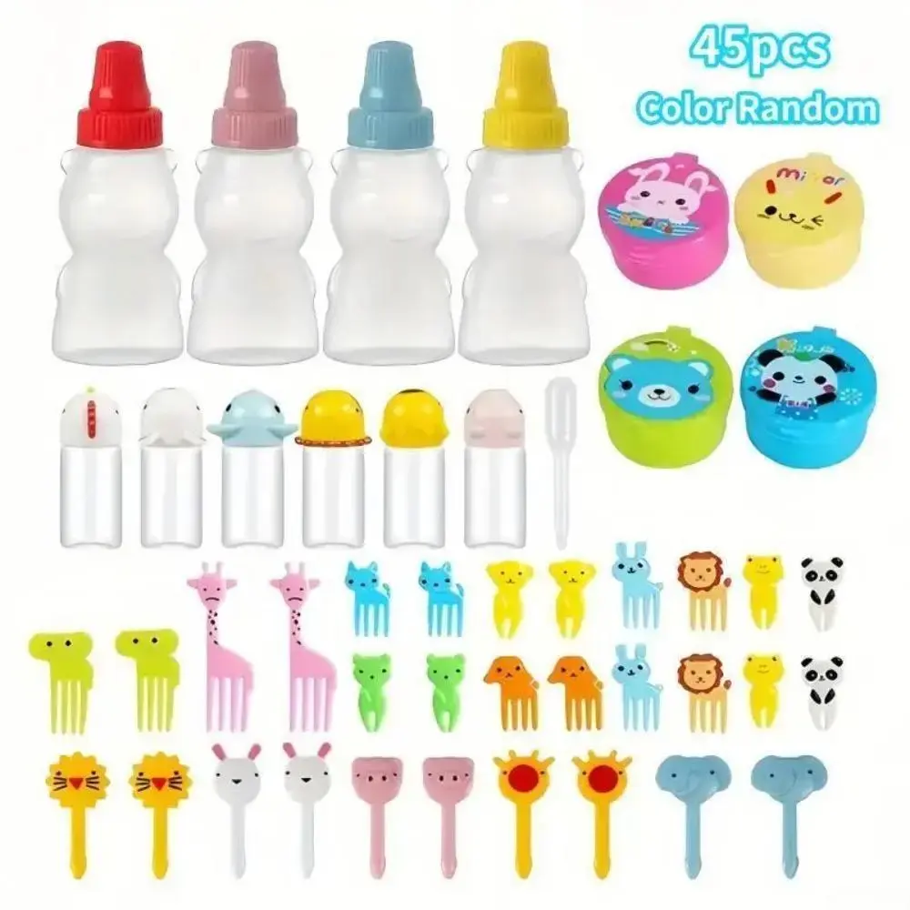 Kids' Cartoon Animal Tableware, 45-Piece Fun Plastic Cutlery Set for Parties & Daily Use - Sturdy, Lightweight Utensils in Assorted Colors, Dinner Set, Fork And Spoon Set