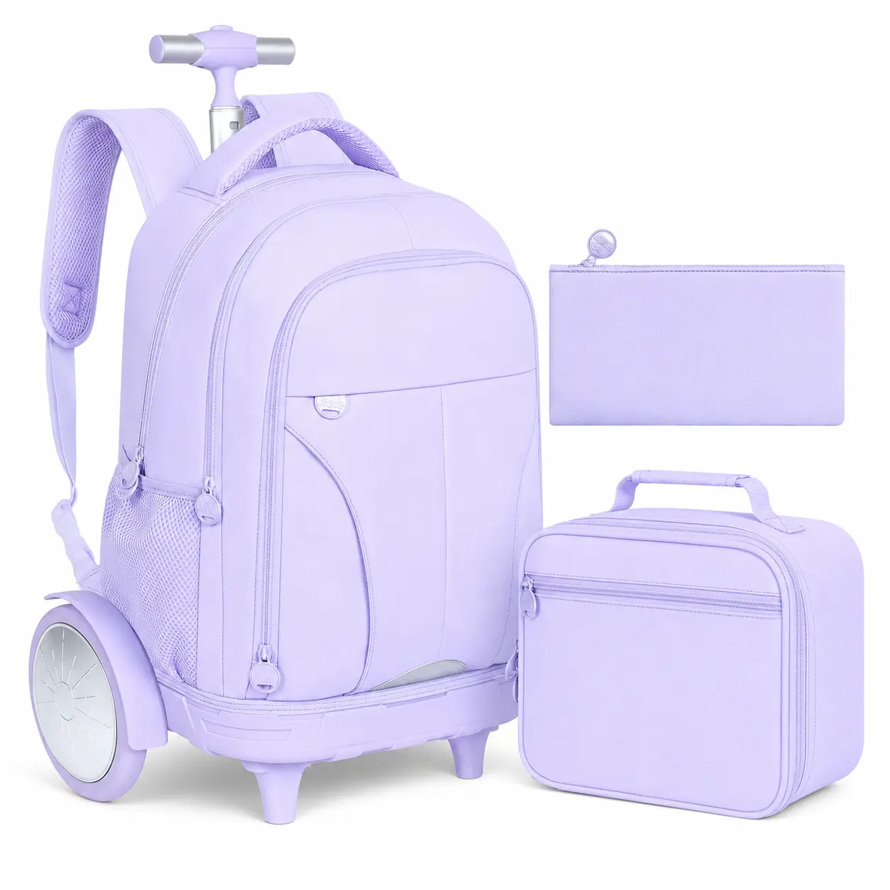 Large Wheels & Quiet Glide | Women & Girls Roller Backpack - Water-Resistant Wheeled Bag with Lunch Box for Office, Travel & College - Purple