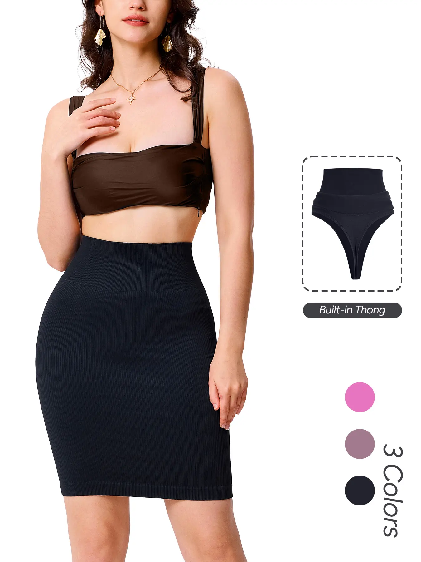 High Elastic Seamless Skirt, High Waist Tummy Control, Dual Layer Slim Fit, Four Steel Bones Anti-Curling, Thick Non-Transparent Midi Dress, Chic