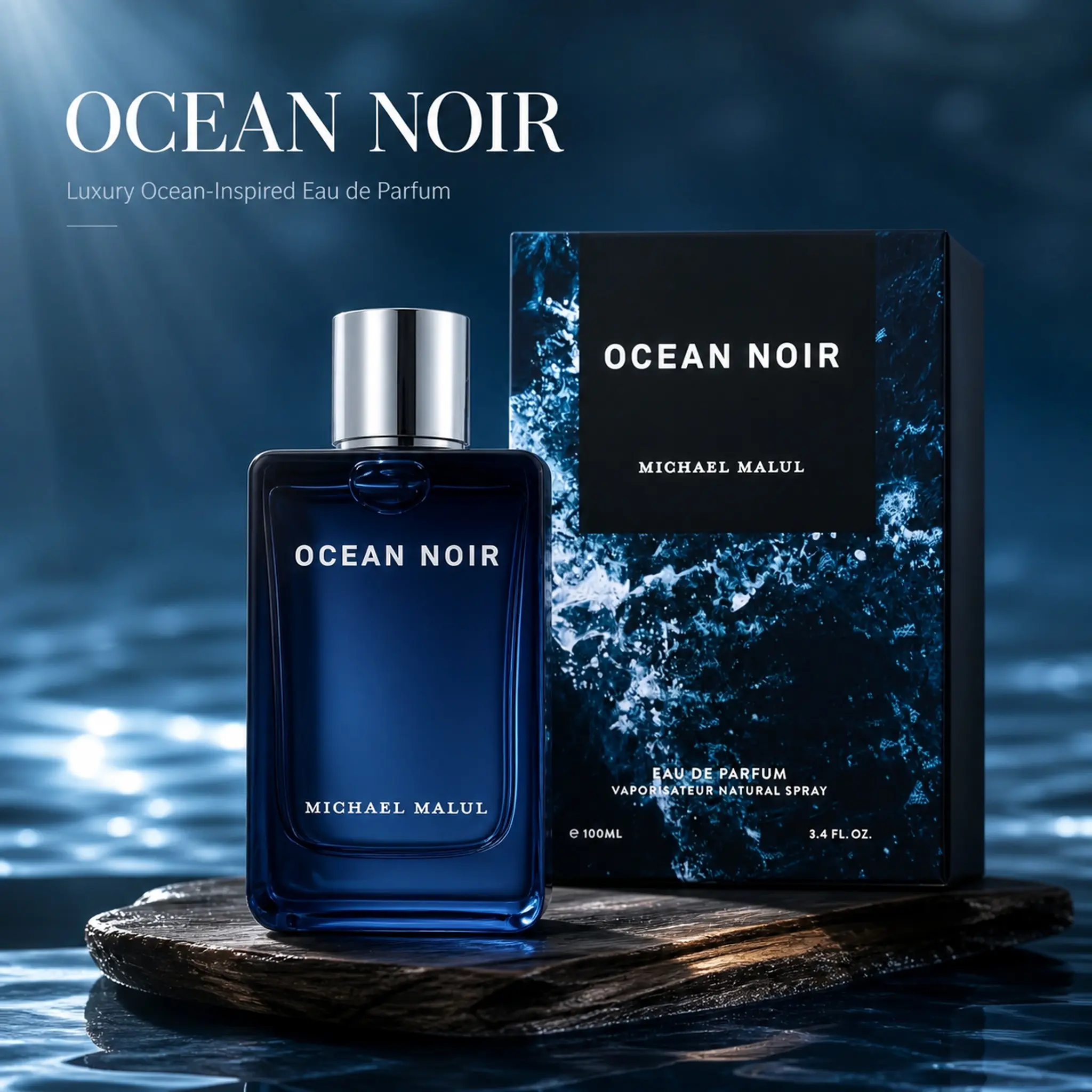 Michael Malul Ocean Noir Men's Cologne – Deep Woody Aquatic Scent for Date Night, Long Lasting Eau de Parfum 3.4 oz