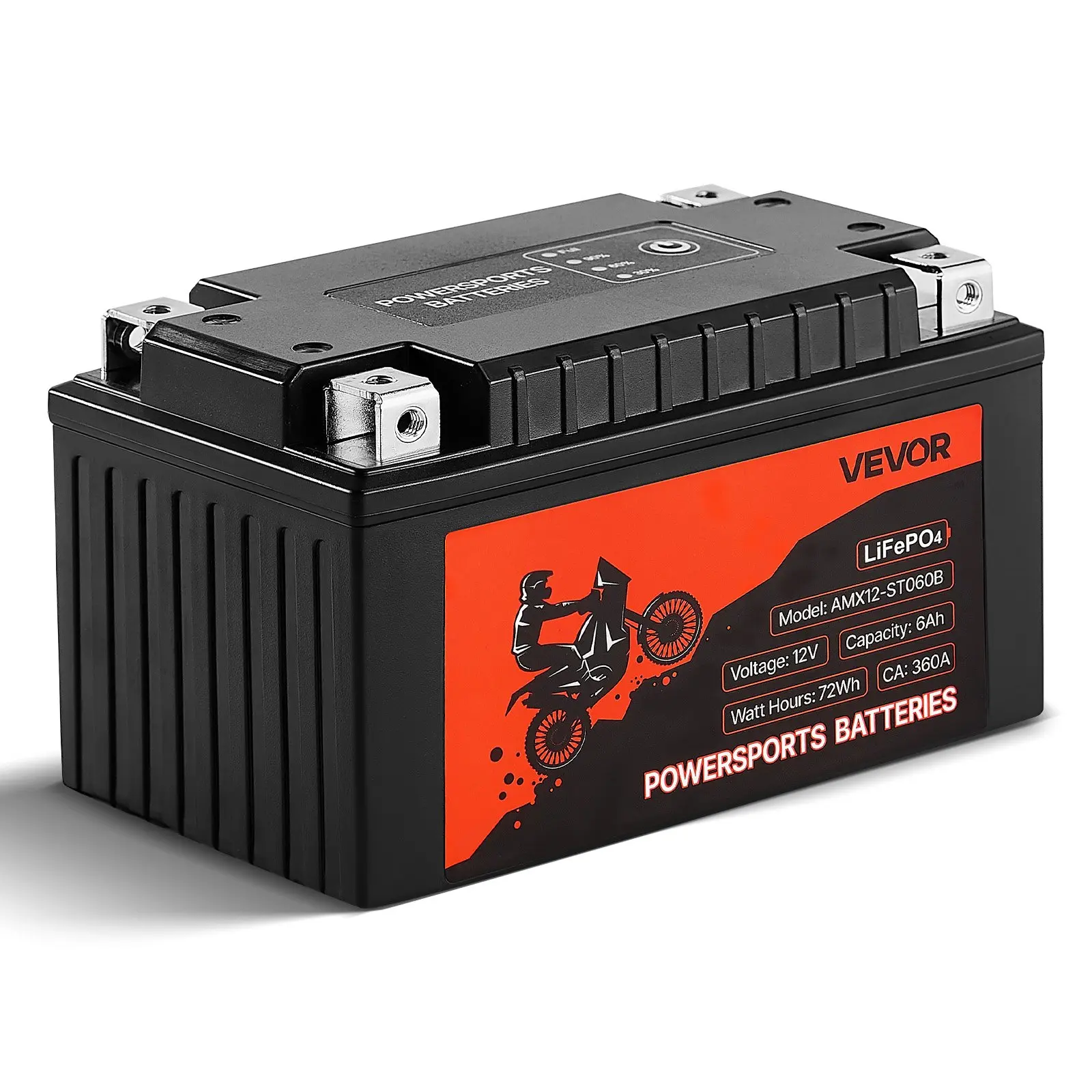 【toolupgrade】VEVOR 12V 6Ah LiFePO4 Lithium Motorcycle Battery, Pre-Charged Universal Seal High Power Quick Start Maintenance-Free Powersports Battery for ATV, Motorcycle, UTV