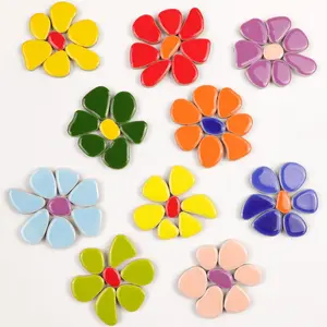 454g (1 LB) Random Color Irregular Glazed Mini Ceramic Pebble Mosaic Tiles for DIY Mosaic Art Craft Projects and Decorations (OP900)