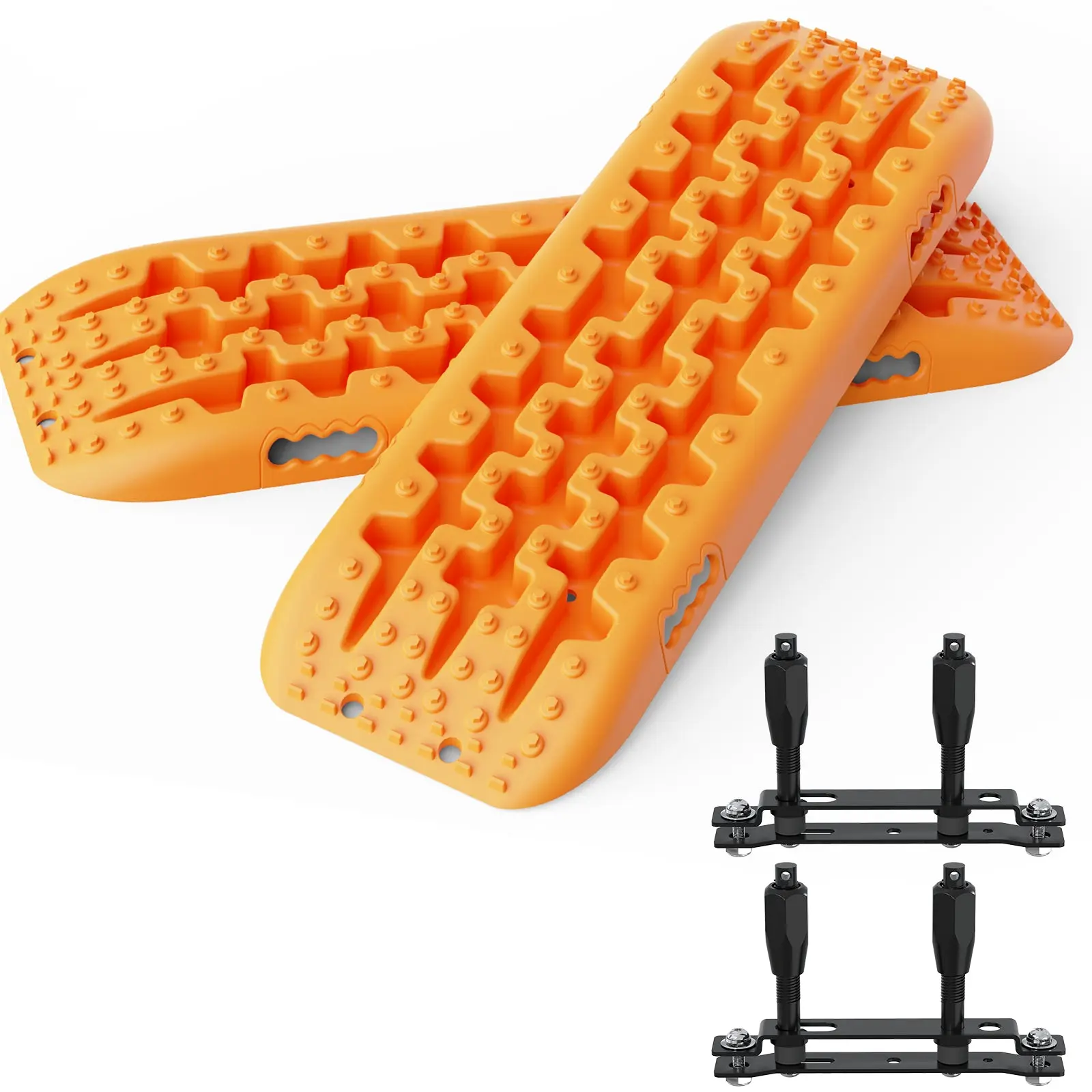 2PCS Recovery Traction Boards & Mounting Kit, 3rd Gen (Orange)