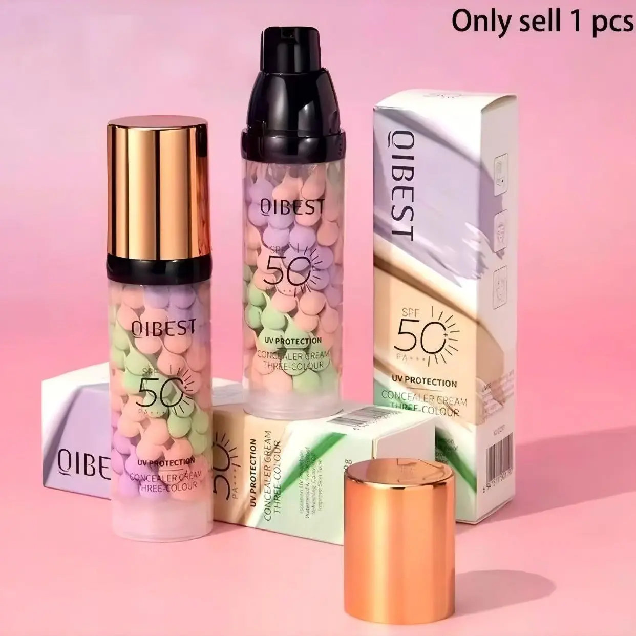 3-in-1 Color Facial Correcting Sunscreen Serum, Broad Spectrum SPF 50 PA+++ UV Protection, Moisturizing Formula, Oil-Control, Hydrating and Evens Skin Tone for Radiant Skin Moisturizer