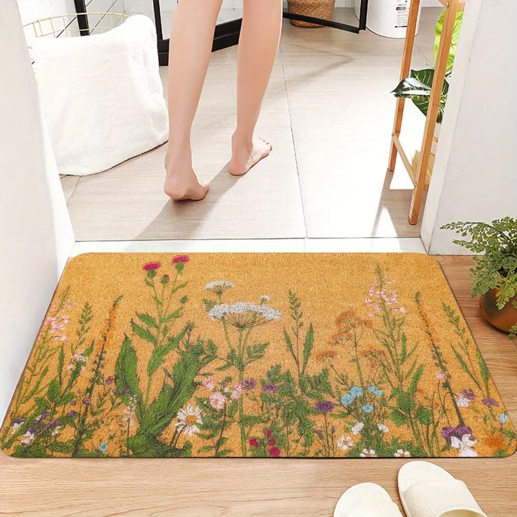 The vintage wildflower design is perfect for home and office decor, outdoor entrance mats, wildflower patterns, machine washable, suitable for beaches, kitchens, living rooms.It’s versatile throughout the seasons and works well in narrow corridors.