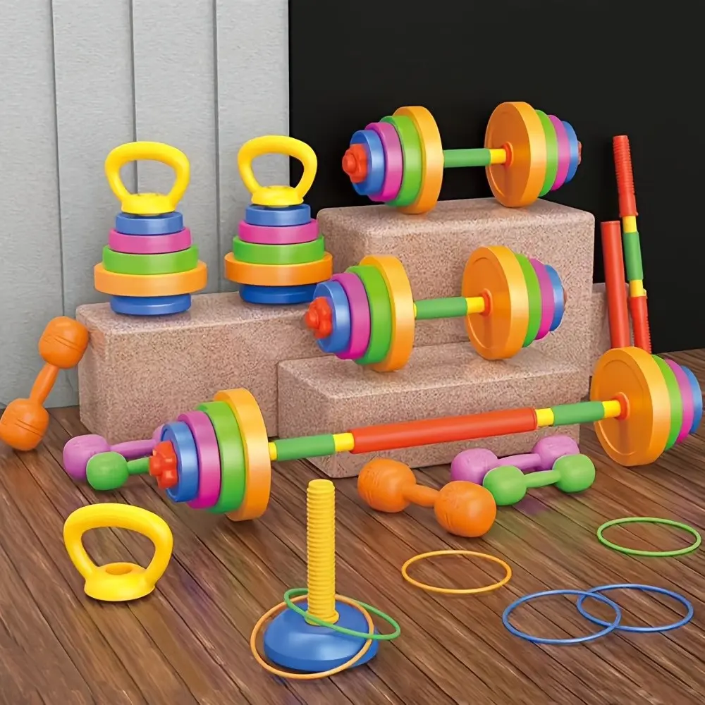 Weightlifting Set, Adjustable Dumbbell Barbell Kettlebell Ring, Outdoor Indoor Sports Toy, Birthday Gift