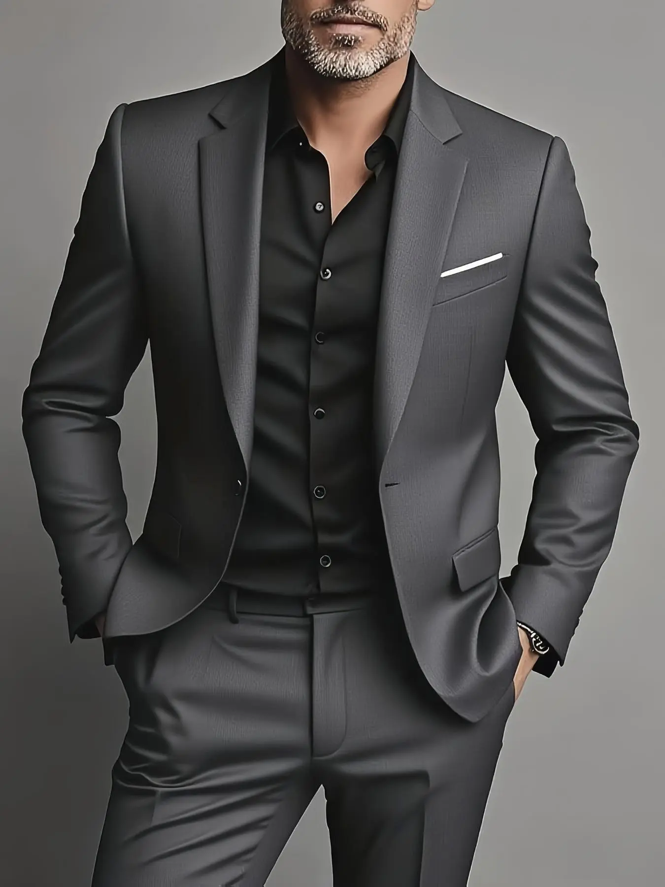 Men's Autumn Winter Business Suit Two-Piece Set, Blazer and Pants, Slim-Fit, Long Sleeve, Ankle Length, Formal Occasions, Wedding, Holiday, Formal Wear