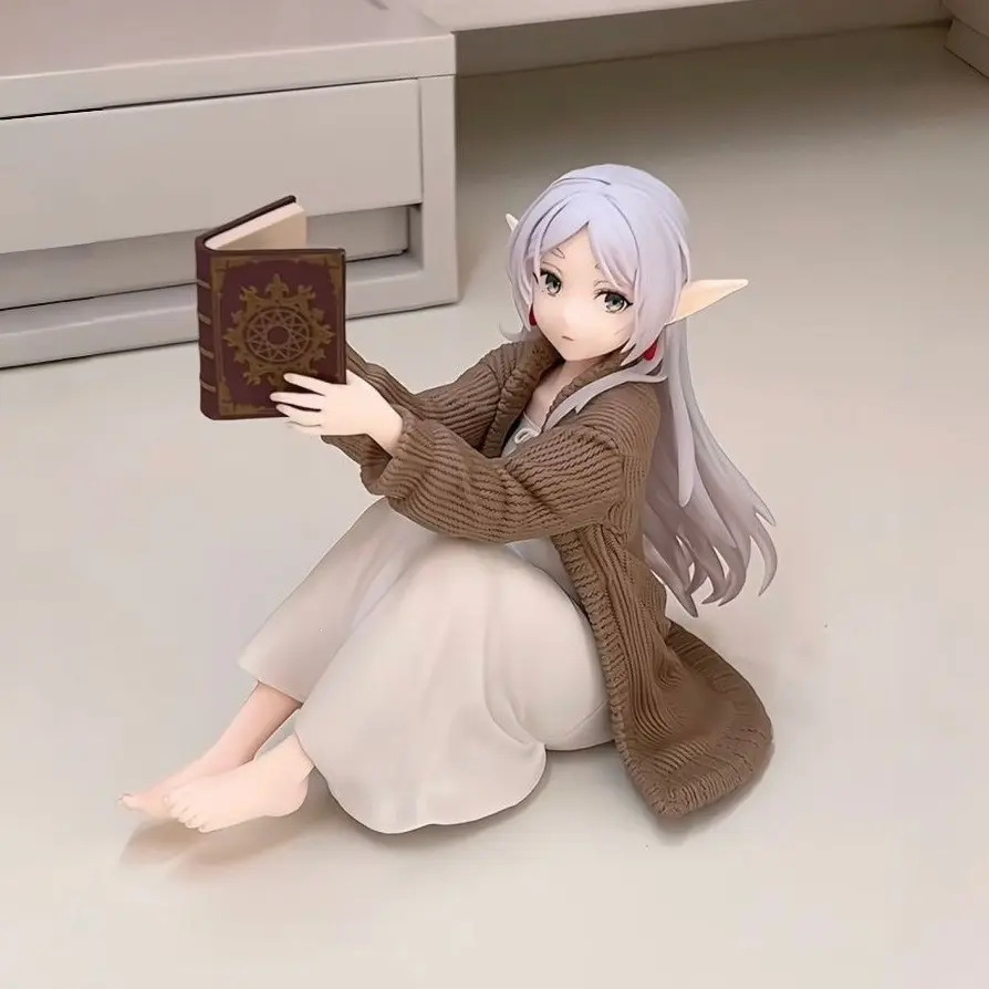 Frieren Reading Pose Handmade Figure 11cm, Decoration Figure, Desktop Figurine, Desktop Decorative Gift, Healing Ornament for Home Office, Perfect Present for Fans