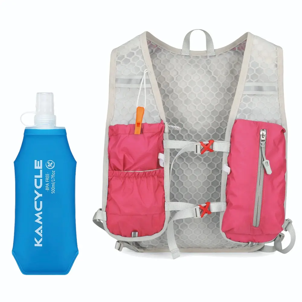 Running Vest with 500ML Soft Flask,Camel Hydration Backpack, 5L Outdoor Sport Multifunctional Backpack, Cycling, Hiking, Climbing Hydration Vest Pack Runners
