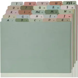 25 Sheets Legal Size A-Z Alphabetic & Number Top Label File Dividers, 1/5 Cut File Cabinet Desk Organizer for Office Home & School