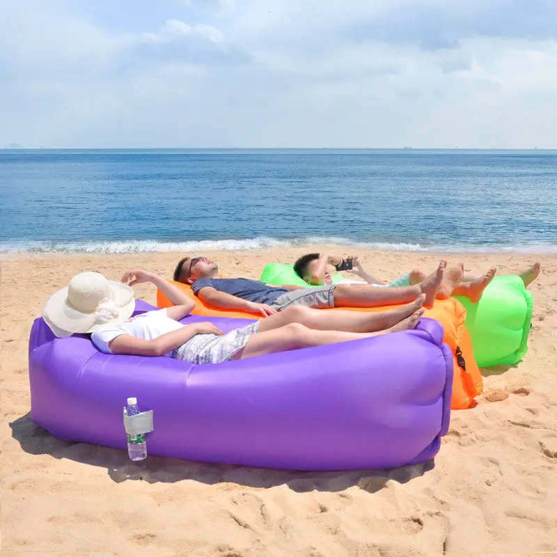 Portable Inflatable Lounger Air Sofa - Quick Inflate Beach & Camping Couch, 440lbs Load, Anti-Rollover Lazy Bag for Outdoor Pool Travel