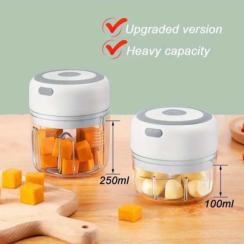 Electric Garlic Chopper 250ML Mini Portable Veggie Chopper for Onions and Garlic, Wireless Food Processor for Fruits and Meat, Vegetable Food Chopper