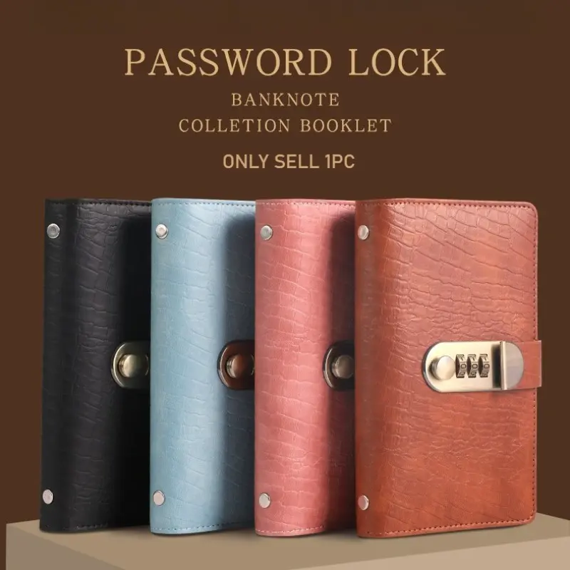 Cash Savings Book with Password Lock, Financial Organizer Ledger, Secure Cash Storage Folder, Money Tracker Notebook