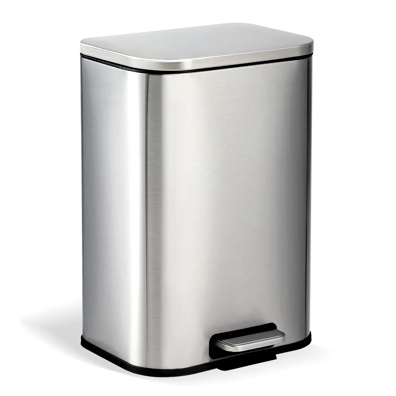 Garvee Fingerprint-Proof Stainless Steel Kitchen Trash Can – 13.2 Gallon (50L) Step Bin – Soft-Close Lid, Removable Inner Bucket, Space-Saving Rectangular Garbage for Home, Office, Bathroom