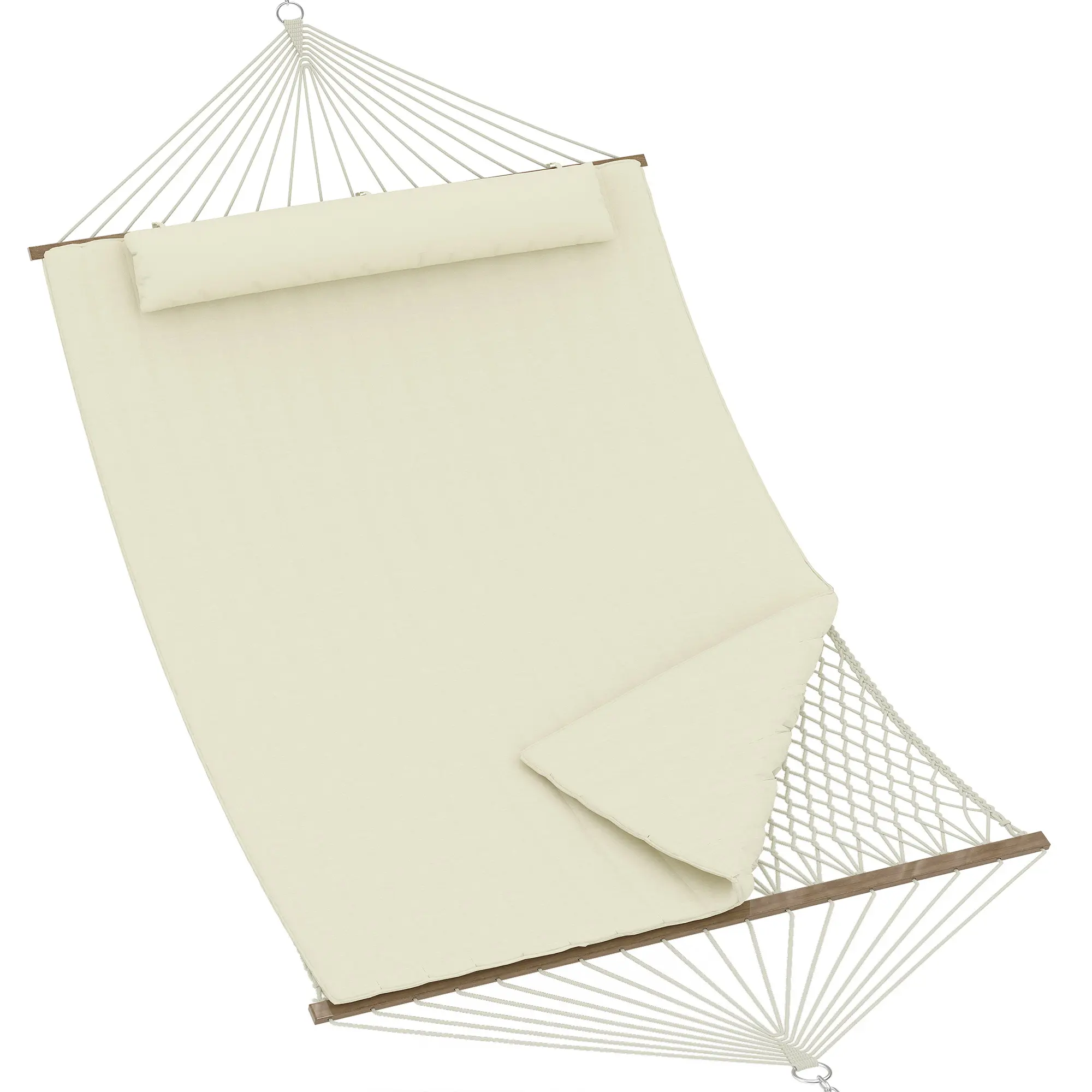 Premium Outdoor Hammock with Reinforced Spreader Bars, Thick Quilted Pad & Removable Pillow, Tool-Free Setup for Patio or Garden