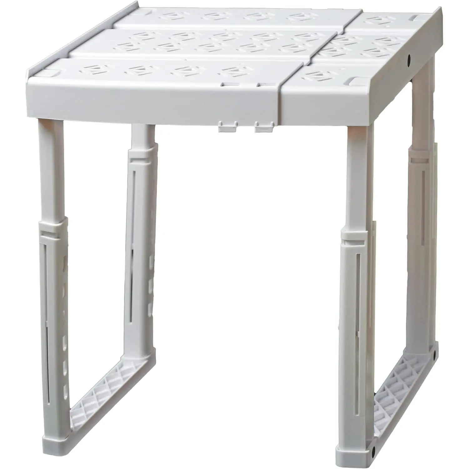 Locker Organizer Shelf, Adjustable Width and Height, Ideal for School, Office, and Gym Lockers (White)