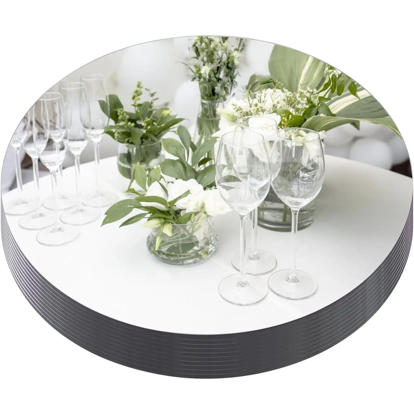 12" Round Mirror Centerpieces Set of 12, 2mm Glass Mirror Plates Mirror Tray, for Wedding Table, Party Decorations, Candle Plate, Craft and Christmas Decorations