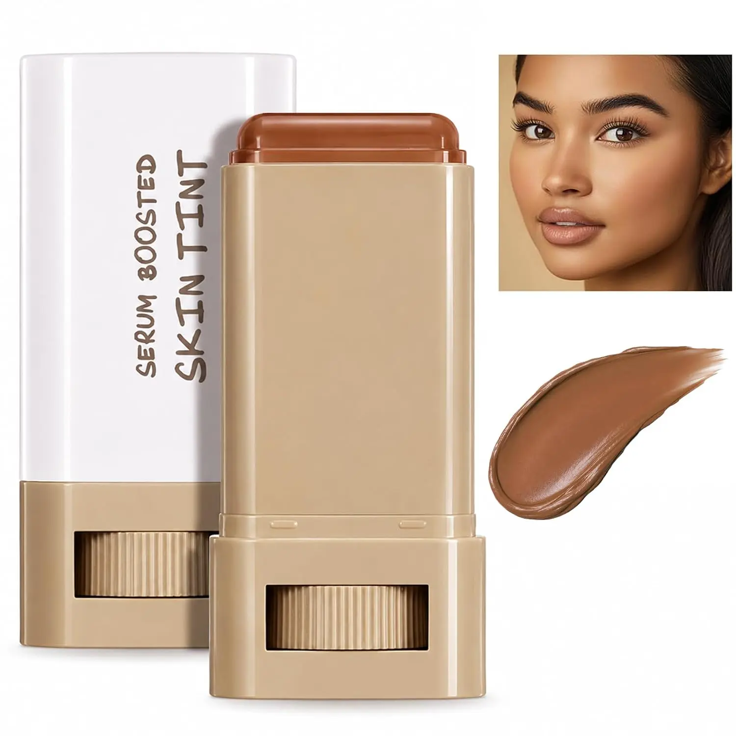 Skin Tint, Beauty Balm Serum Boosted Skin Tint, Foundation Stick, Concealer Contour Stick for Black Women, Tinted Moisturizer, Full Coverage Foundation Makeup with Natural Finish
