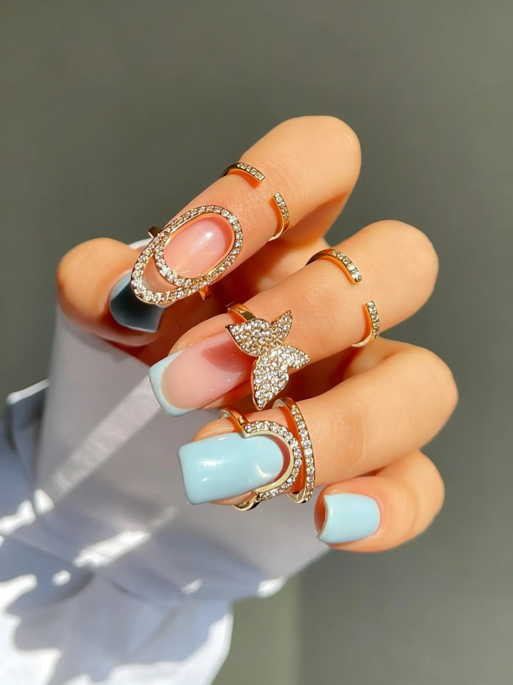 New Zircon Inlaid Nail Ring for Women Personalized Detachable Finger Ring Trendy Fashionable Jewelry Accessory Sparkling Beautiful Rings