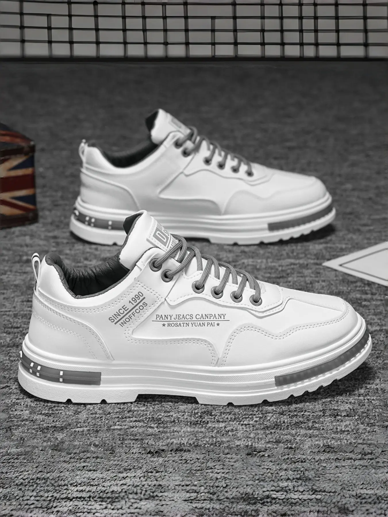 Men's Comfortable Waterproof Anti-Slip Lightweight Sneakers, Fashion PU Leather Work Shoes, Casual Student Leisure Shoes, All Seasons