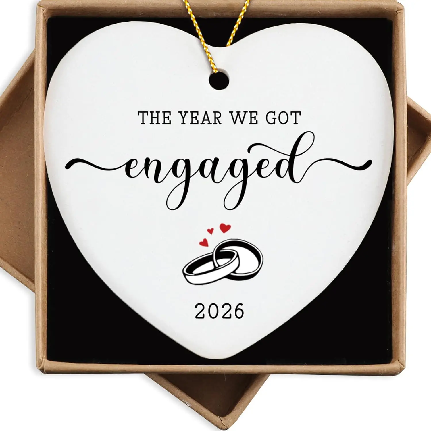 Engagement Gifts for Couples 2026 Ceramic Ornament Happy Engagement  for Couples Newly Engaged Women Bride to Be Gifts Christmas Tree Decoration