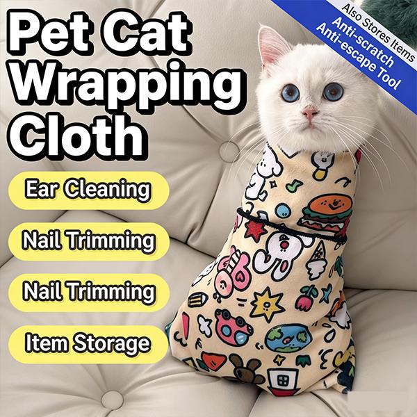 Must-Have Cat Grooming Wrap : Stress-Free Cat Restraint for Nail Clipping, Self-Adhesive & Anti-Escape Cat Burrito Wrap for Cats, Anti-Scratch Cat Restraint Bag for Nail Trimming, Ear Cleaning & Medicine Administration | Multifunctional Cat Swaddle