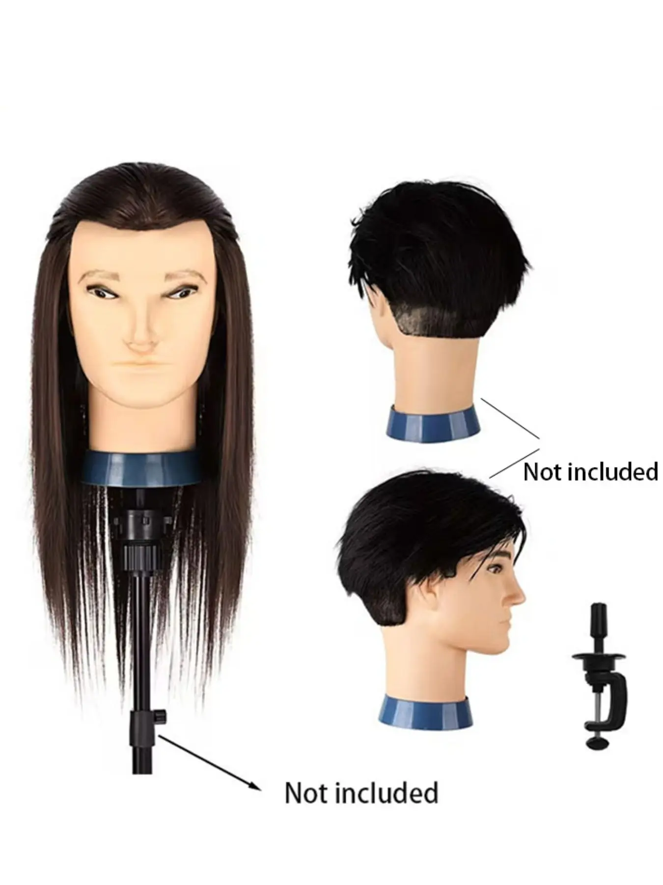 Realistic Male Mannequin Head with Thick Synthetic Hair, Unisex Hairstyling Training Doll Head for Haircutting, Barbers, Salons, Durable & Easy Maintenance