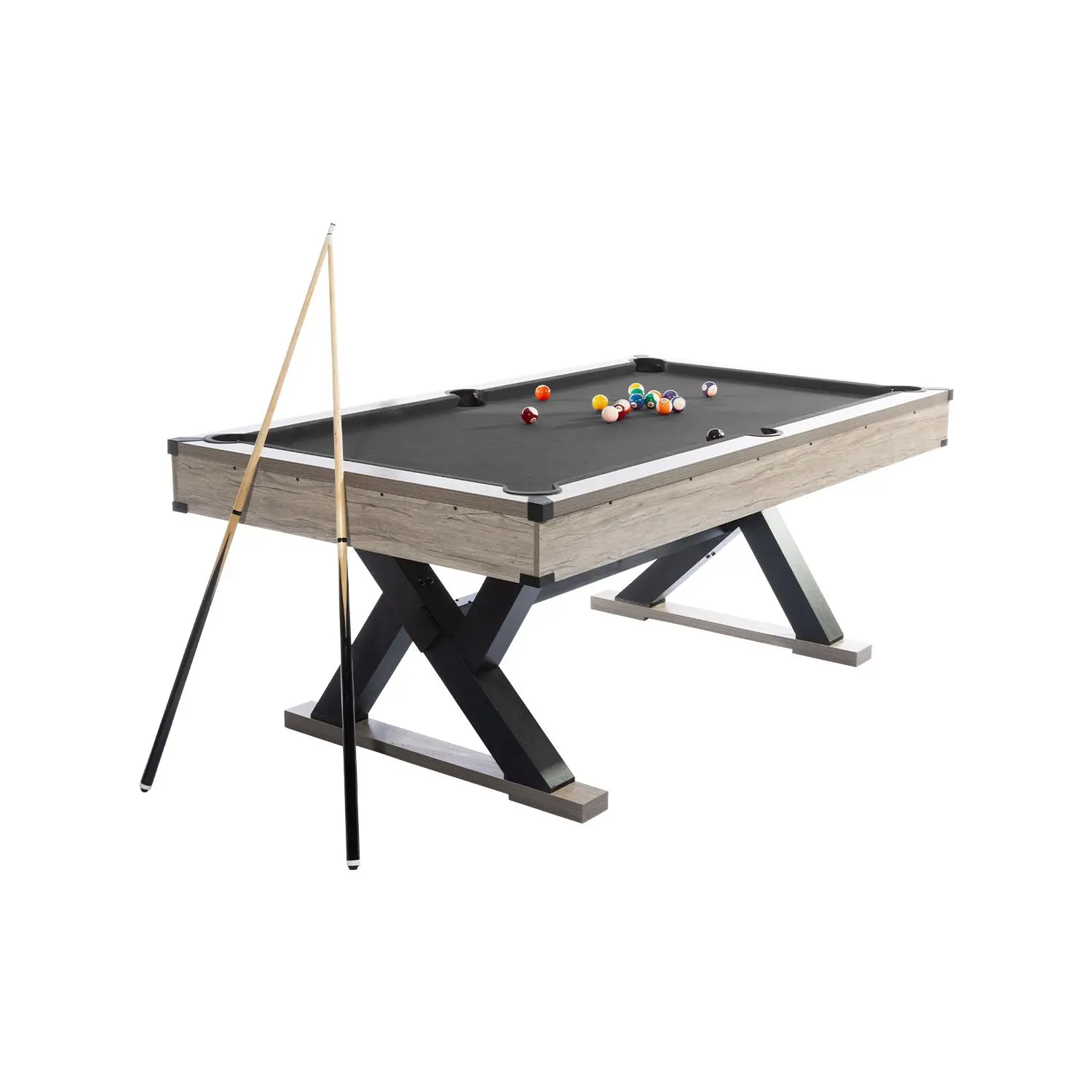 Modern 7FT Heavy Duty Pool Table for Home, Family or Man Cave - Sturdy Metal K-Legs - Complete Billiard Accessories Set