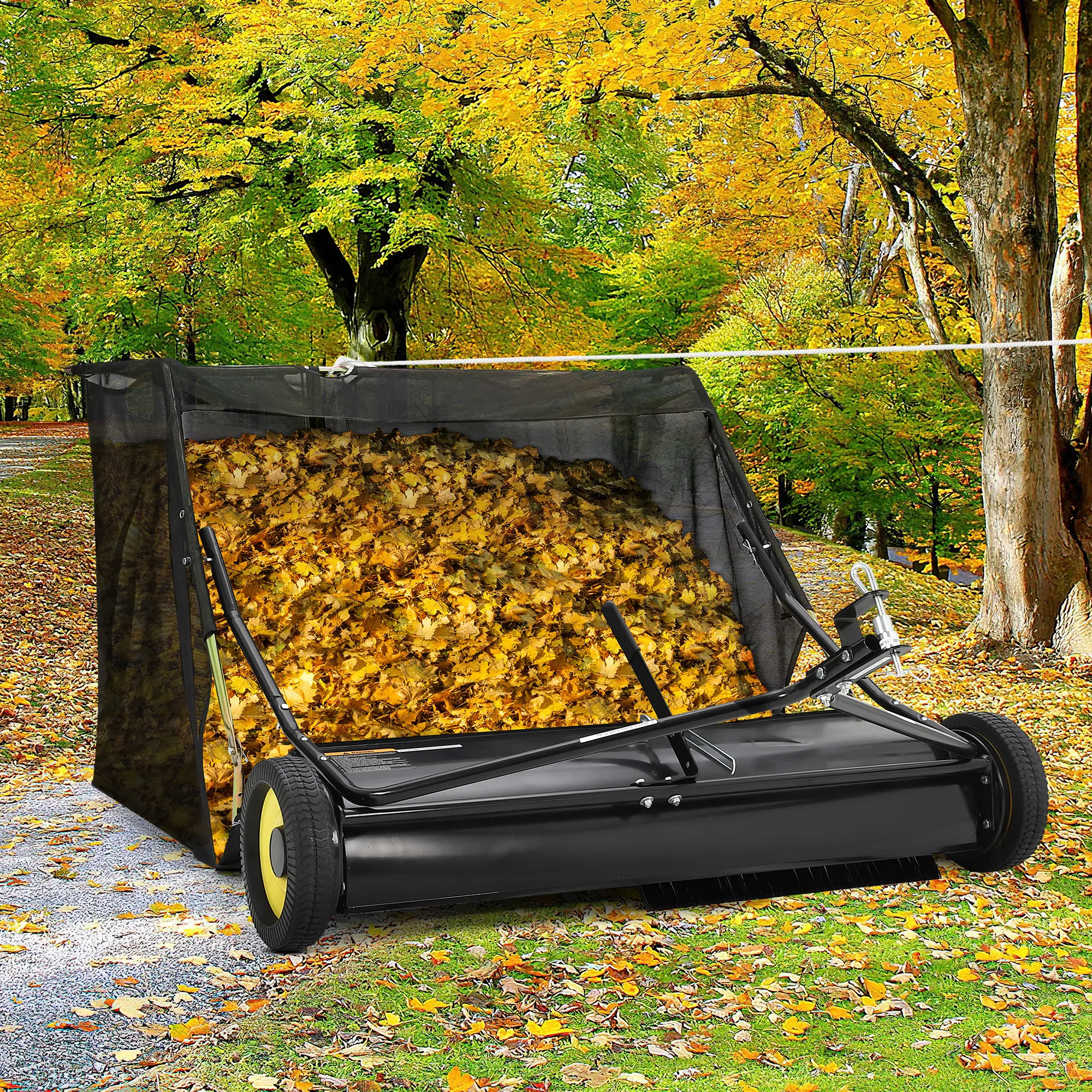 Versatile Tow-Behind Lawn Sweeper for Tractors – Adjustable 42-52 Inch Height, 21-26 Cu.ft Rotary, Heavy Duty Leaf & Grass Collector, Collapsible Design, All-Purpose Hitch Compatible