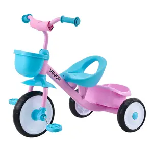 【DealsForYouDays】VEVOR Toddler Tricycle for 2-5 Year Old, Kids Trike with Adjustable Seat, Storage Basket, Carbon Steel Frame, Handlebar Grips for Outdoor Play, Tricycle for Toddlers, Birthday Toy for Boys and Girls