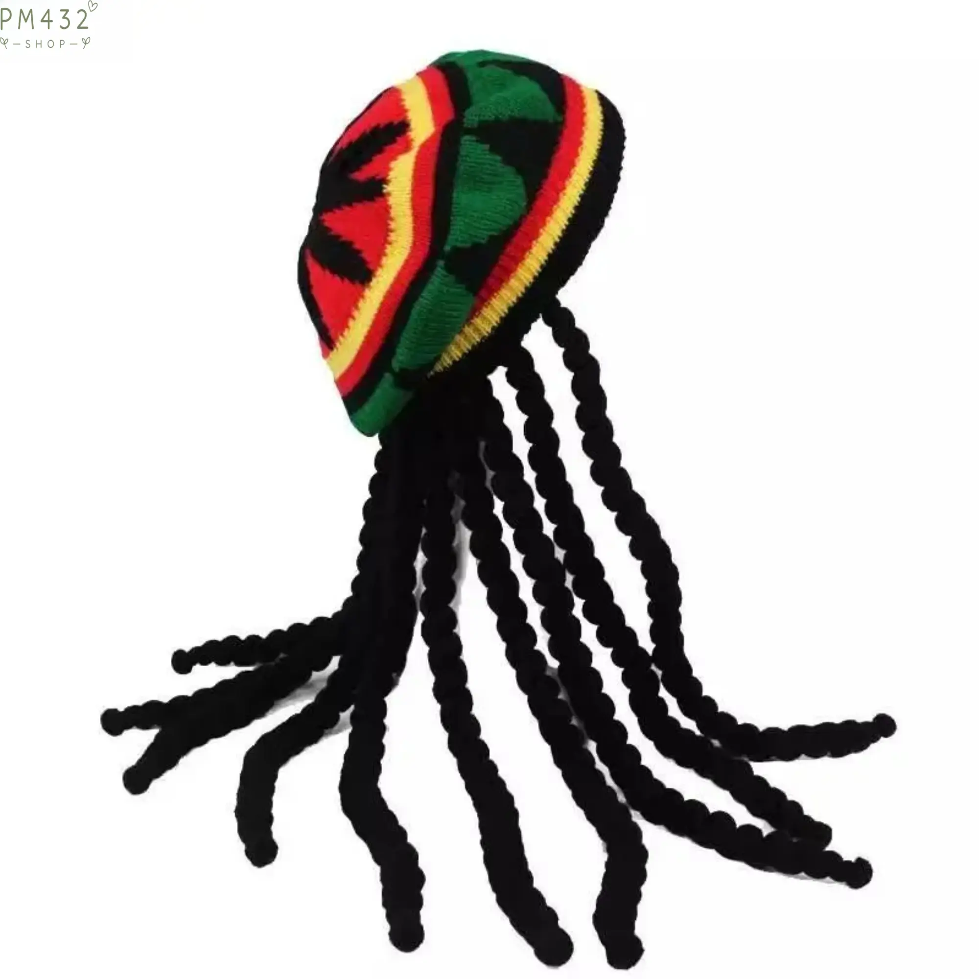 Unisex Rainbow Dreadlock Knit Hat, Boho Wool Blend Beret Style Cap with Colorful Braided Design, One Size Fits Most, Funky Streetwear Accessory for Men Women, Festival, Halloween Costume, Cosplay, Music Lover Gift, Winter Fashion Hat