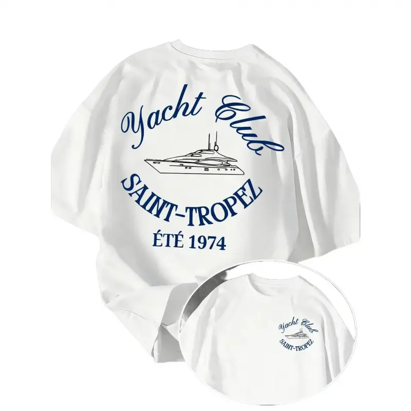 Men's Yacht Club Graphic Tee - Southern French Vintage Vibes Fashion Apparel, Mens Clothing, Standout Summer Sports Top for Daily & Weekend Outdoor Wear, Vintage Tees, Vintage Graphic Tees, Men's Graphic Tees