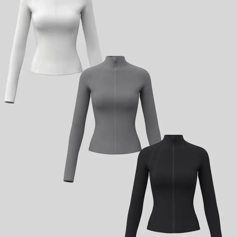 Women's Solid Lightweight Zip Up Sports Jacket, Sporty Thumb Hole Long Sleeve Outerwear for Gym Workout Running, Ladies Modern and Comfortable Sportswear for All Seasons