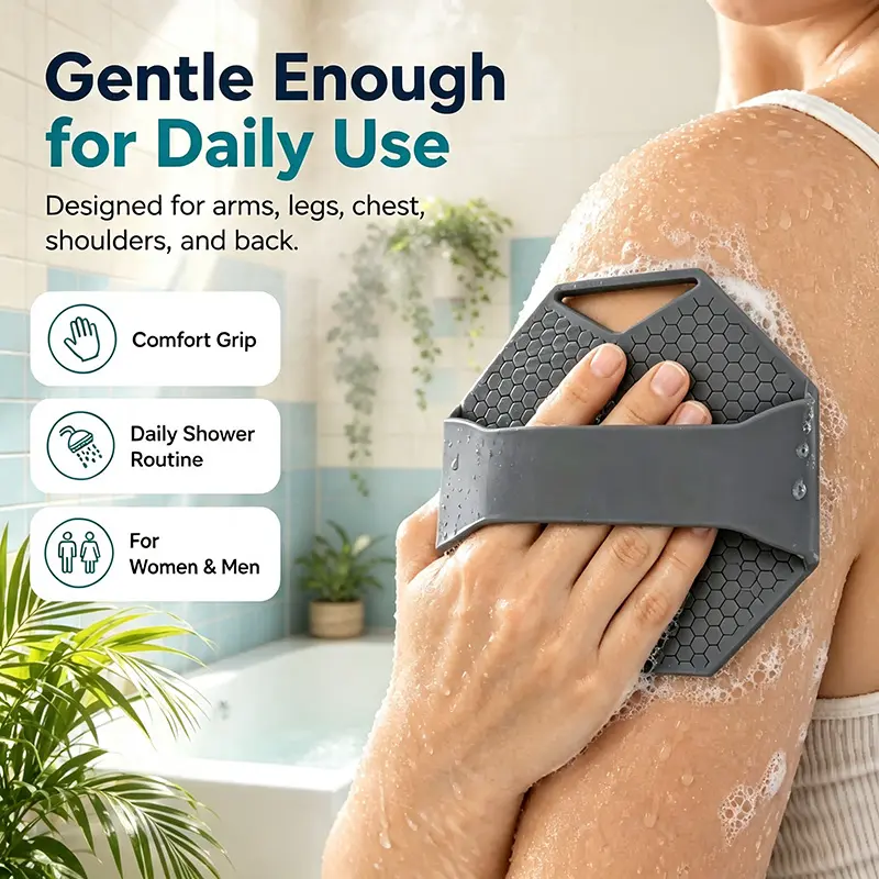 Body Exfoliator, Silicone Body Scrub Brush, Exfoliating Product for Skin, Shower Body Brush, Bath Accessory Silicone Body Exfoliator, Full Body Exfoliating Shower Brush, Soft Skin-Friendly Scrubbing Tool, Home Skin Care Product
