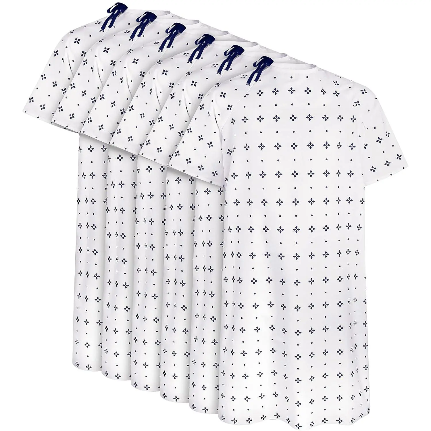 Unisex Back-Tie Hospital Gowns for Men and Women, Up to 2XL, Blue Star, Pack of 6 – Loose-Fit, Lightweight, Soft, Comfortable, Multipurpose Medical & Everyday Use