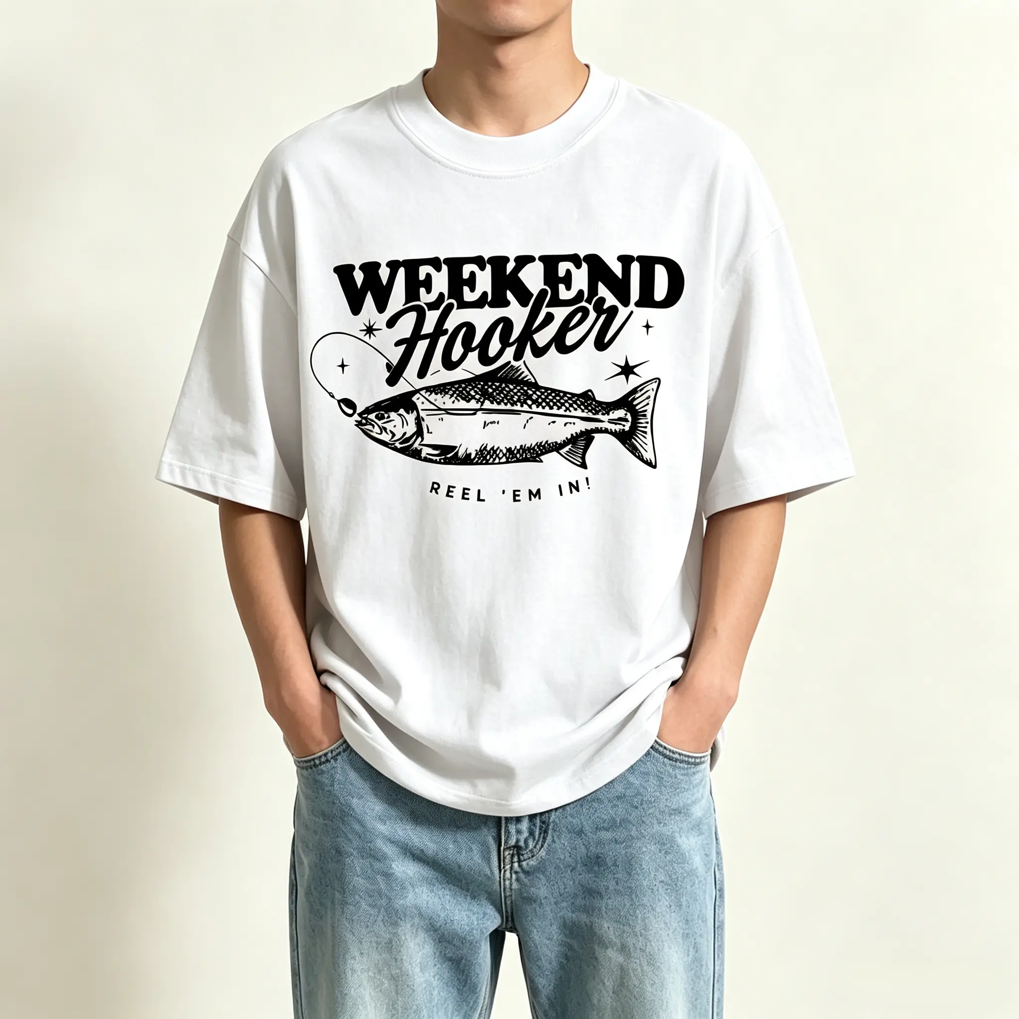 Weekend Hooker Fishing Tee, Retro Western Angler Graphic Shirt, Vintage Summer Lake Life T-Shirt for Fishermen & Country Outdoors