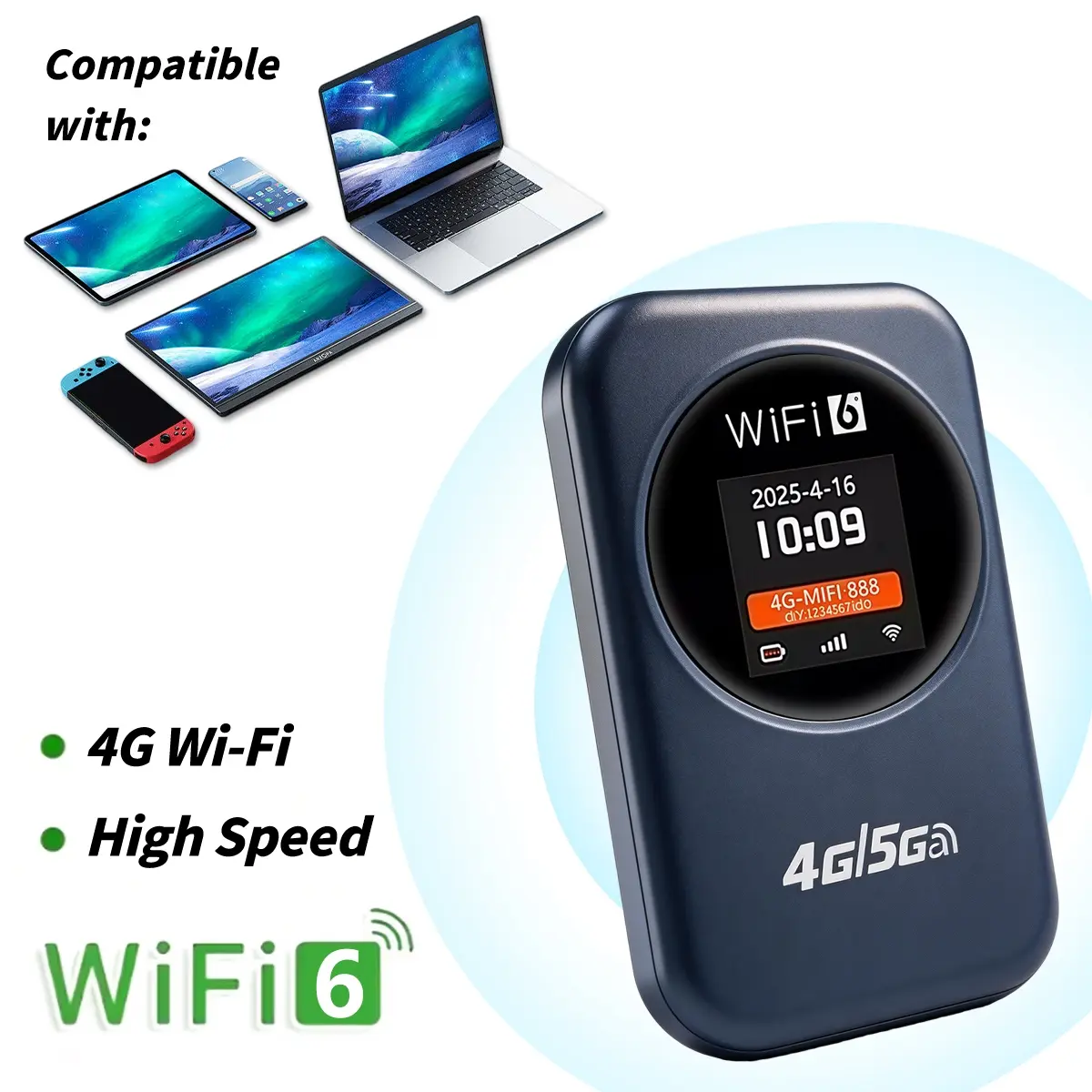 Portable Mobile WiFi Hotspot, 4G Pocket Router with 300Mbps High Speed, Multi-Device Sharing, SIM Card Required, Lightweight Portable Design for Daily & Outdoor Internet