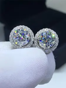 1 Pair Premium Moissanite Stud Earrings, Lab Created Diamond Look Earrings for Women & Men, Brilliant Sparkling Solitaire Ear Studs, Timeless Minimalist Fine Jewelry, Elegant Everyday Wear, Birthday Anniversary Mother's Day Gift