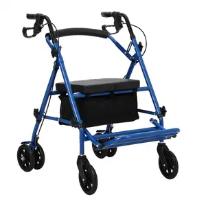 All Terrain Rollator Walker, 2-in-1 Folding Rollator Walker with Seat & Backrest, 30 cm Wheels & Dual Brake, Lightweight Adjustable Frame with Storage Bag, 130kg Capacity for Seniors & Adults