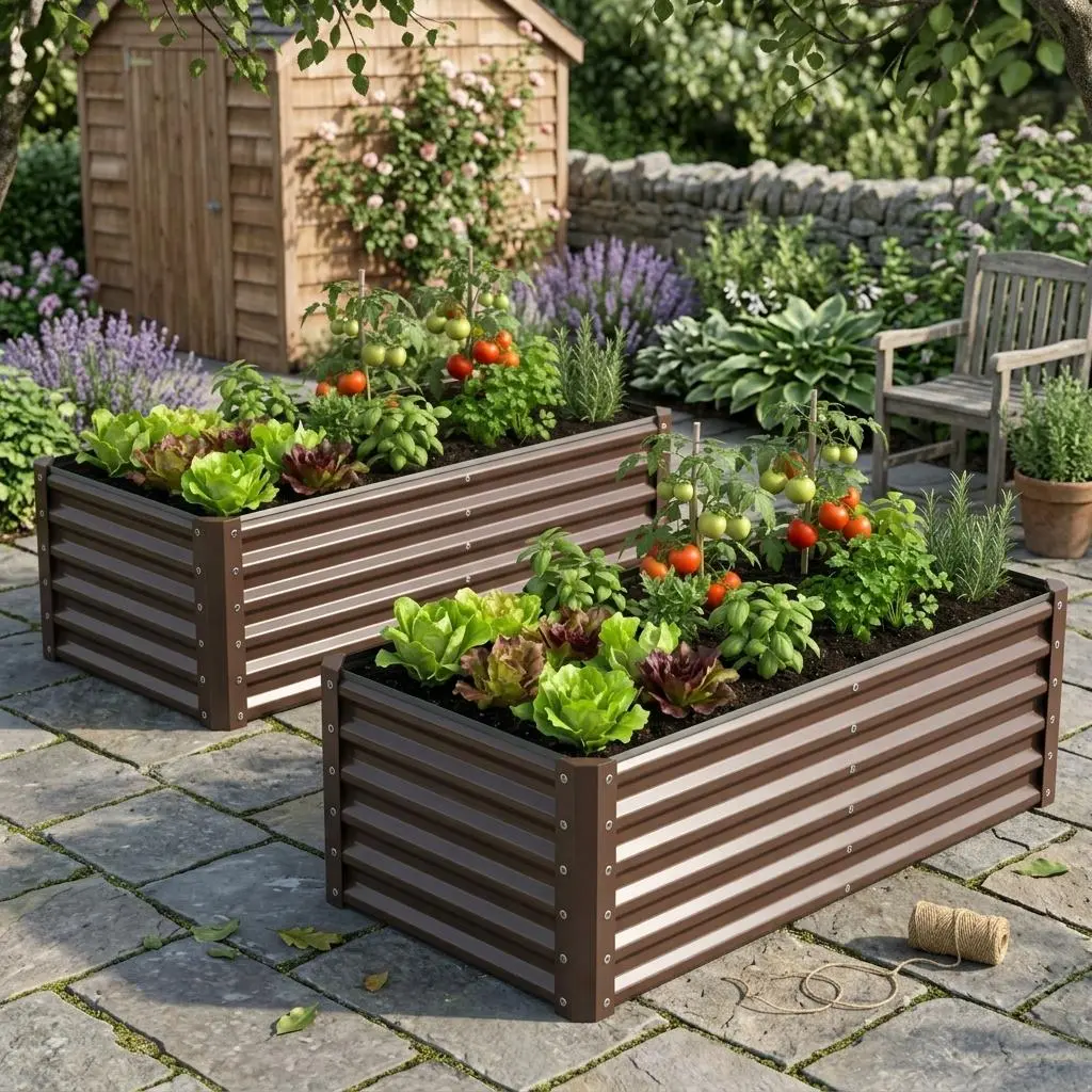 Galvanized Steel Raised Garden Beds 2 Pack - Outdoor Above Ground Planters for Vegetables, Flowers & Healthy Plants - Durable Metal Planting Containers for Yard and Garden