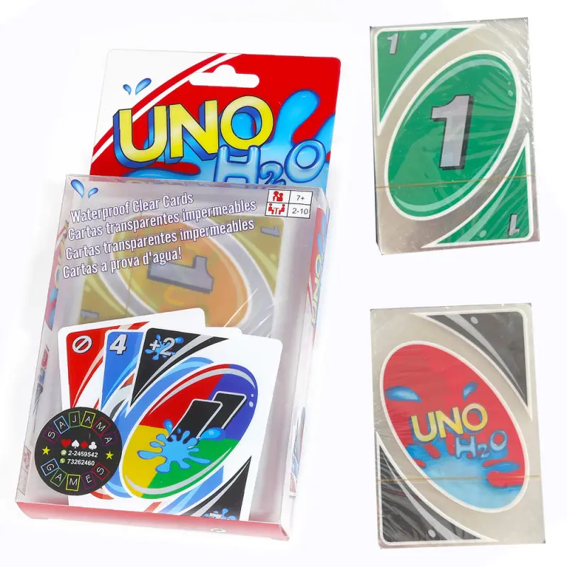 IN STOCK Board Games UNO H2O Card Game WaterProof Pressure Proof PVC Plastic Transparent Kids Toys Playing Cards Family and Friends Gathering Supply