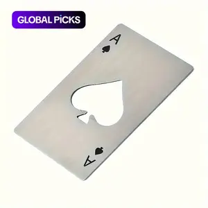 Stainless Steel Poker Card Design Bottle Opener, 1 Count Portable Compact Multipurpose Beer Soda Cap Opener, Durable Opener for Events and Parties Home Bar Accessories
