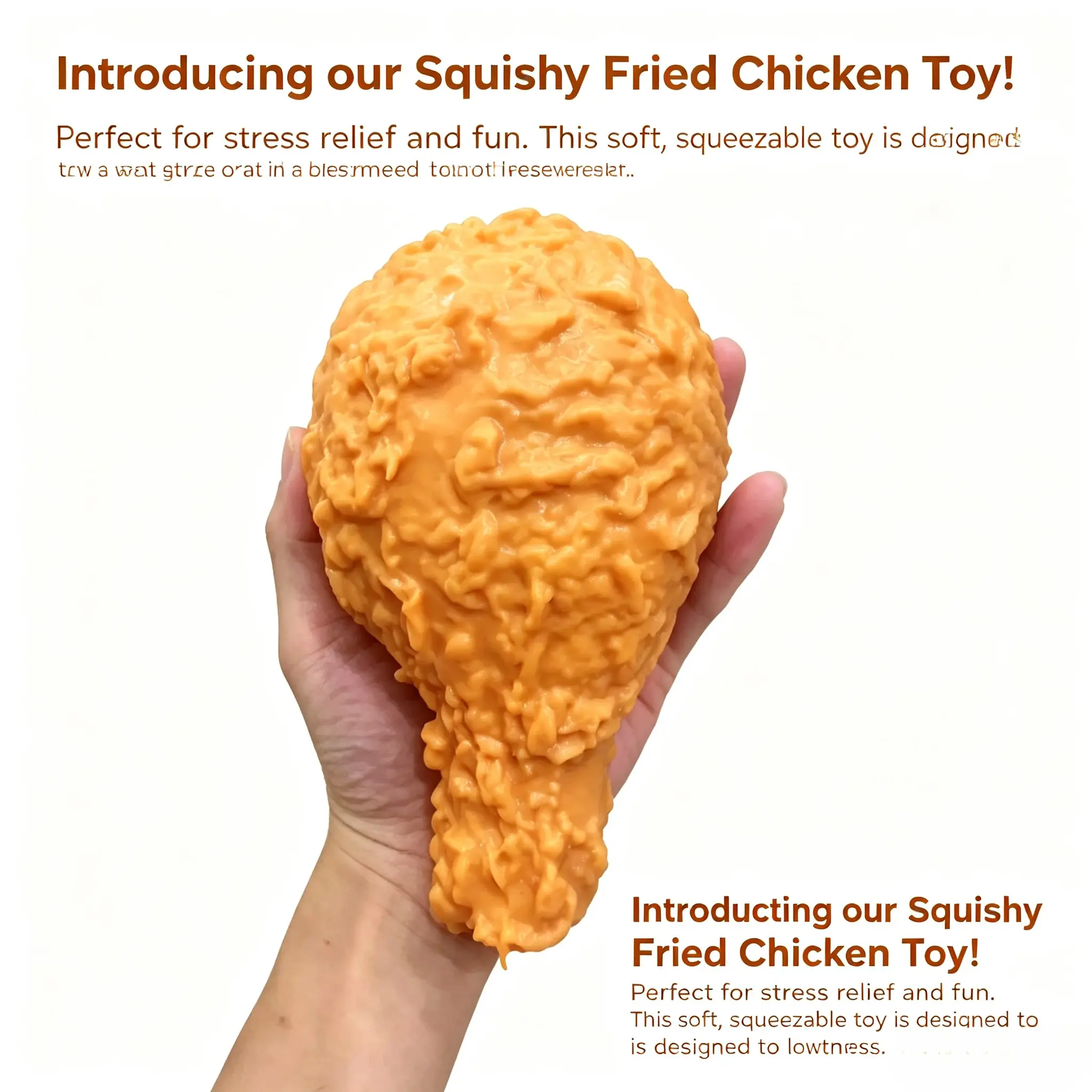 Unique Fried Chicken Squishy Stress Relief Toy, Soft Rubber Squishy, Soft Squeeze Squishies, Perfect for Pranks, Birthday Gifts, Party Prizes, Creative Desk Decor, Fun and Novel Atmosphere